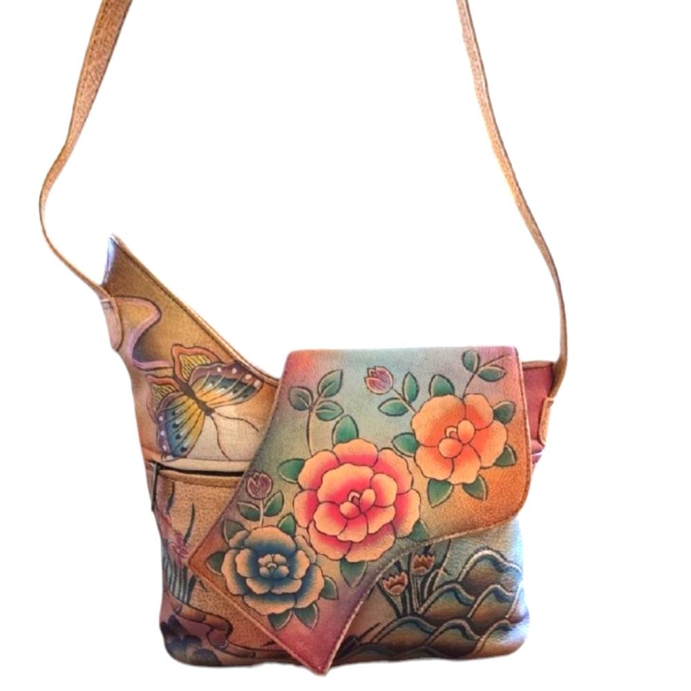 Anuschka Multicolor Floral Shoulder Bag